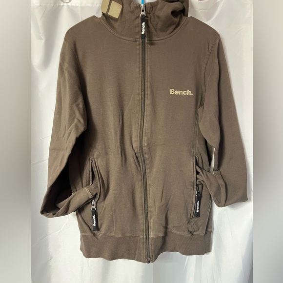 Bench hoodie. Men’s brown size M. VG used cond. Bench on hood visible when up - Picture 1 of 6